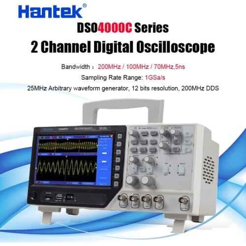 Hantek 2 Channel Digital Oscilloscope Arbitrary/Function Waveform Generator Synchronizing Signal 70-200MHz 1GS/s 4102C DSO4102C