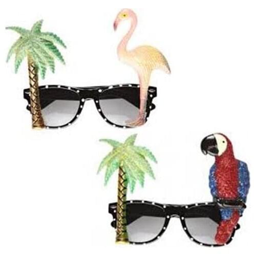 Hawaiian Flamingo Parrot Glasses Sunglasses Neon Tropical Beach Summer BBQ Fancy Dress Hen Stage Party Props Holiday eyewear