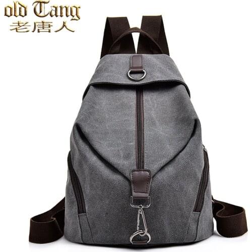 High Quality Retro Solid Color Canvas Backpacks for Women 2021 Preppy Style School Girl Student School Laptop Bag Mochila Bolsos