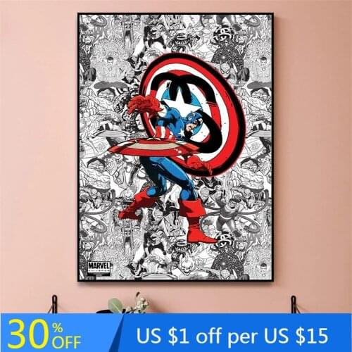 Captain America shield throw Art Posters Comic background Paintings Canvas Wall Art Pictures Home Living Room Cuadros Decor