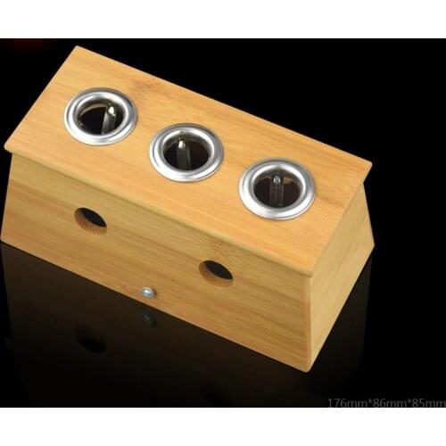 Chinese mugwort leaf burning Holder 3 holes Bamboo wood Moxa Box for Acupuncture Points Moxibustion Massage