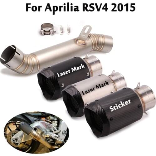 For Aprilia RSV4 2015 Motorcycle Exhaust Middle Mid Pipe Connect Link Tube Escape Muffler End Tips 60.5mm Slip On Modified