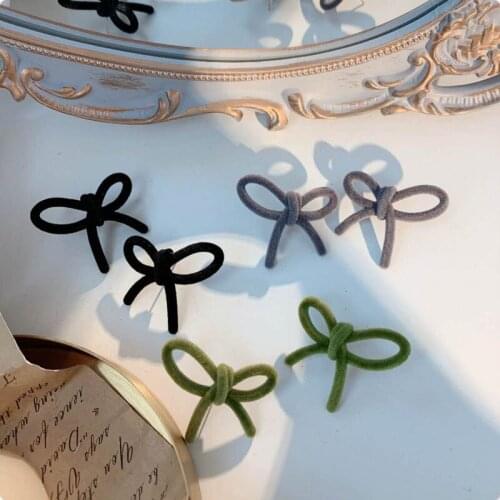 Korean Plush Love Bow Flower Earrings for Women Multicolor Pure Color Hollow Drop Earrings Fashion Party Jewelry Trend New 2020