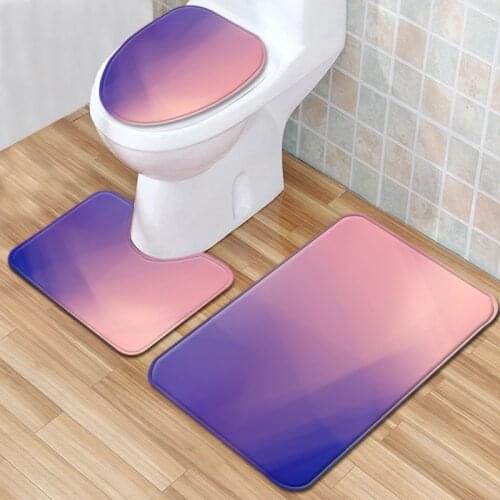 Colorful Print Bath Mat in the Bathroom HomeDecoration Carpet Flannel Toilet Seat Cushion Waterproof AntiSlip Foot Mat Set