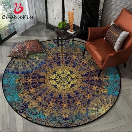 Rugs and Carpets for Home Living Room Mandala Flower Pattern Ethnic Round Carpet Christmas Rug Rugs for Children Rooms
