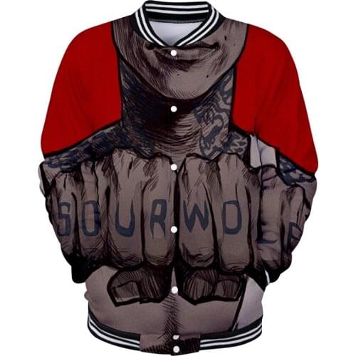 Casual Jacket Men Loose Outdoor Sport Baseball Jacket Autumn O neck TEEN WOLF 3D print color harajuku Tops Clothes