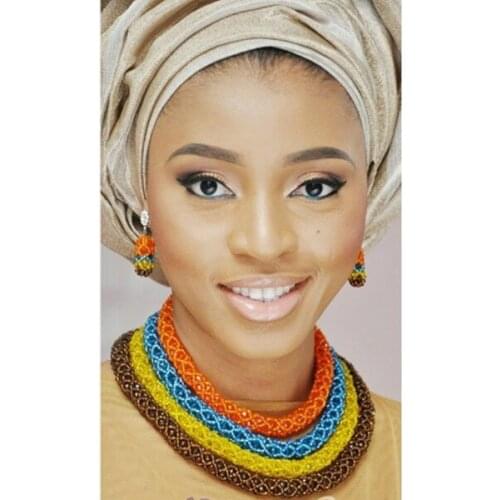 Fashionable African Beads Jewelry Sets Colorful Crystal Beads Jewelry Set Handmade Nigerian Wedding Necklace Jewelry Set AMJ547