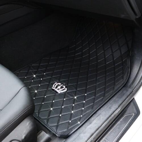 Fashion Men Rivet Pu Leather Car Floor Mats Cartoon Women Anti slip Universal Car Floor Mats for All Car Interior Accessories