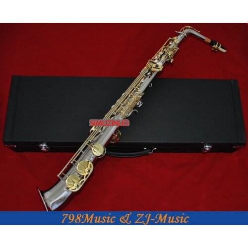 Nickel Plated and Gold-Curved bell- Eb Alto Saxophone High F# Key-Pearl Bottons