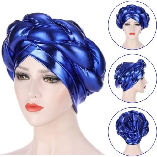 New Female Turban Caps Cross Ready to Wear Headscarf Bonnet Arab Head Wraps African Women Braid Turbans Auto Gele Headties