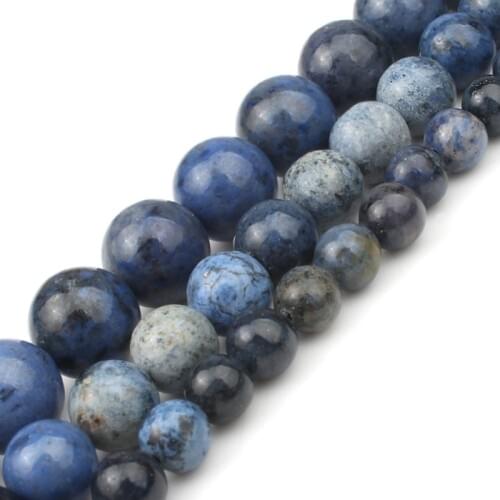 Wholesale Natural Blue Jasper Round Loose Stone Beads For Jewelry Making Fit DIY Fashion Bracelet Necklace 4 6 8 10 12mm 15 inch