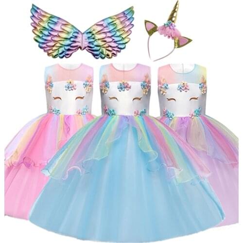 Kids Girls Xmas Tutu Dress Unicorn Gown for Children Christmas Party Clothing Princess Dresses 4-10y Halloween Costume for Girl