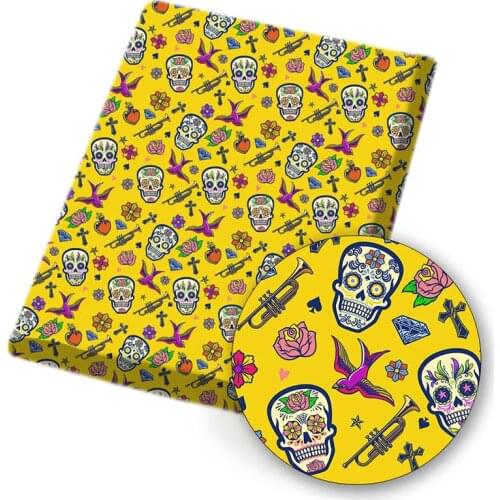 Polyester Cotton Fabric Anime Printed Cloth Fabrics Skull Characters Sheet for Dress DIY Mask Bag Needlework Sewing 45*145cm/pc