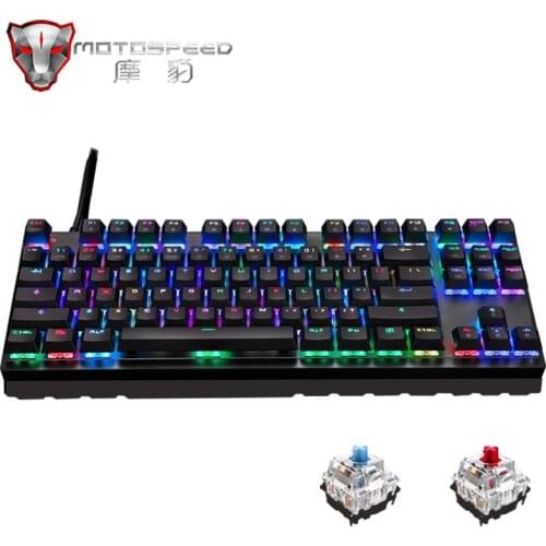 Genuine Motospeed K82 Gaming Mechanical Keyboard 87 key RGB LED Backlight Anti-ghosting USB Wired Keyboard for PC computer gamer