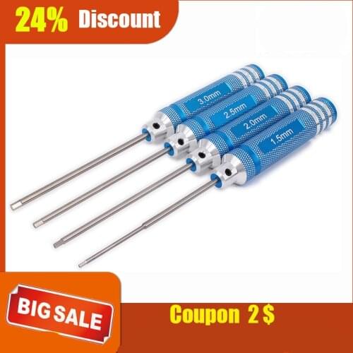 Alloy Aluminum 1.5mm/2.0mm/2.5mm/3.0mm Handle Allen Hex Screwdrivers Key Driver Tool Set for RC Hobby Model Car/Heli