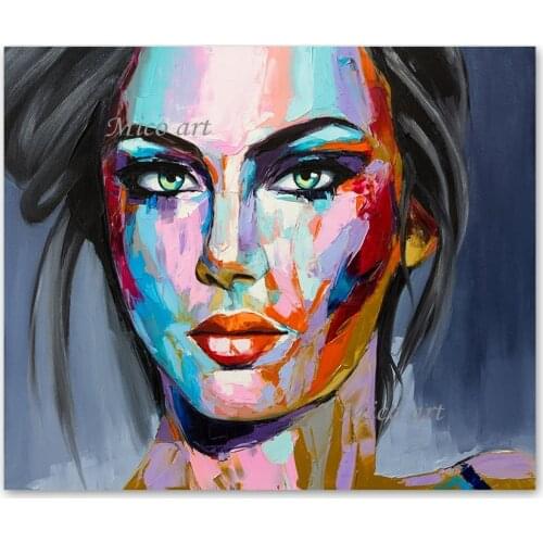 Home Goods Canvas Paintings Lady Face Colors Acrylic Wall Decorative Oil Painting Canvas Artwork Hand-painted Woman Portrait Art