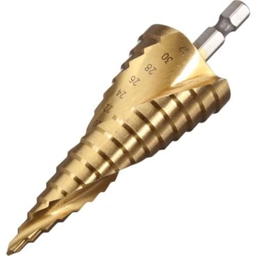 1pc 4-32MM HSS Step Drill Bits Titanium Coated Pagoda Drill Ladder Drill Hexagon Shank