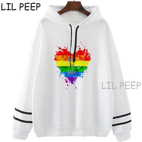 Rainbow Heart Gay Pride Rainbow Flag Lgbt Sweatshirt Long Sleeve O-Neck Sweatshirt Autumn Casual Top Unisex Clothes