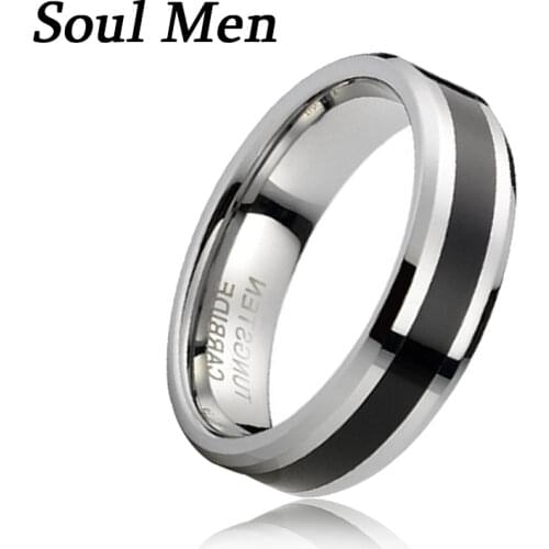 Hot Sale Christmas Gift 6mm Black Mens Unisex Tungsten Carbide Wedding Band Ring Comfort Fit Polished Big Size 5-13 TU049R