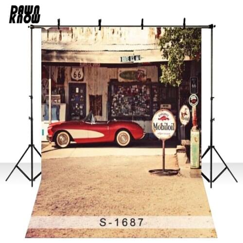 DAWNKNOW Street View Vinyl Photography Background VINTAGE Car Photo Shoot Polyester Backdrops For Children Photo Studio S1687