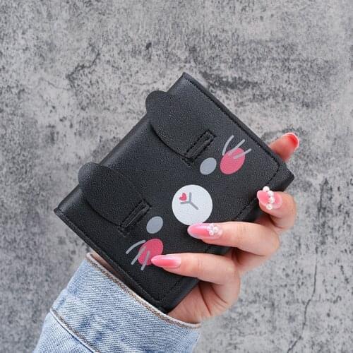 Women Wallets Trifold Cute Cartoon Fashion Coin Pocket Short Leather Carteira Porte Monnaie Femme Credit Card Small Coin Purse