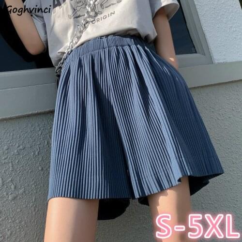 Shorts Women Summer Solid Ice-silk Drape High Waist Plus Size 5XL Loose Korean-style Casual All-match Wide-leg Students Ulzzang