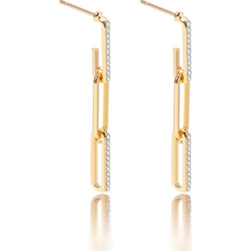 Women Earrings Fashion Trendy Earrings Symmetrical Chain Shaped Stud Earrings Pendant Gold Color Sweet Surprise for Girlfriend