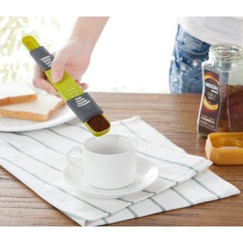 1PC Easy Cooking Kitchen Adjustable Quantitative Spoon Milk Spoon Eight Stalls With A Scale Measuring Spoons KW 011