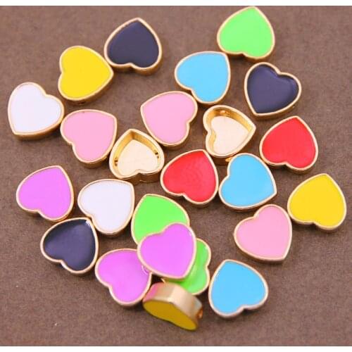 10Pcs New 13mmEnamel Colorful Heart Spacer Beads, Heart beads, diy for jewelry making bracelet necklace smiley beads accessory
