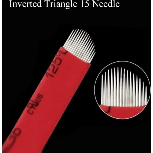 100pcs Inverted Triangle 15 Tattoo Needles Pins Microblading Blades for Permanent Makeup Manual Pen Microblade 3D Embroidery