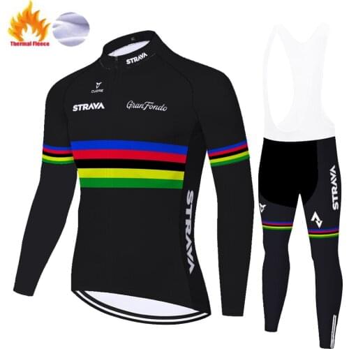 2021 pro team STRAVA mayot bicicleta hombre 20D gel pad long pants suit Winter Thermal Fleece equipacion ciclismo hombre