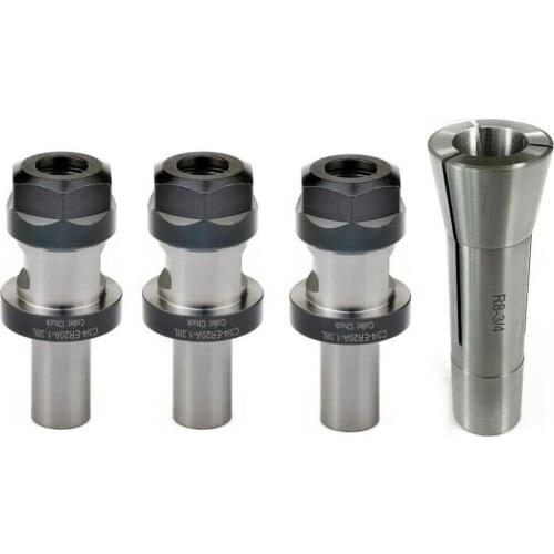 3pcs Carbon Steel ER20 Collet Chuck C3/4-ER20A-1.38L+ 1pcs R8-3/4-M12 Collet Chuck SEST TTS Tool Holder