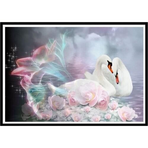 5D diamond painting animal swan DIY stick drill embroidery Christmas decorations round diamond mosaic handmade gift