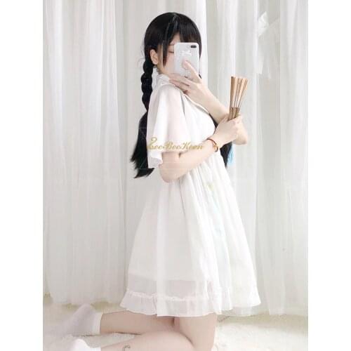 White/Black Lolita Dress Girls Cosplay Costume Adult Traditiona Buckle Republic of China Dress Cute Girl Chinese Hanfu For Women