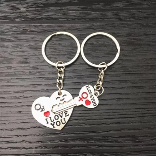 FREE SHIPPING BY DHL 100pairs/lot 2019 New Hot I Love You Heart Keychains Heart and Key Keyrings for Lovers Gifts
