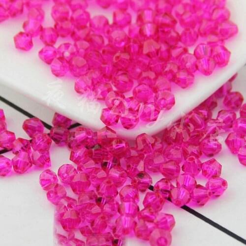 TianBo 100pcs Rose Red Color 4mm Bicone Crystal Beads Glass Beads Loose Spacer Beads DIY Jewelry Making Austria Crystal Beads
