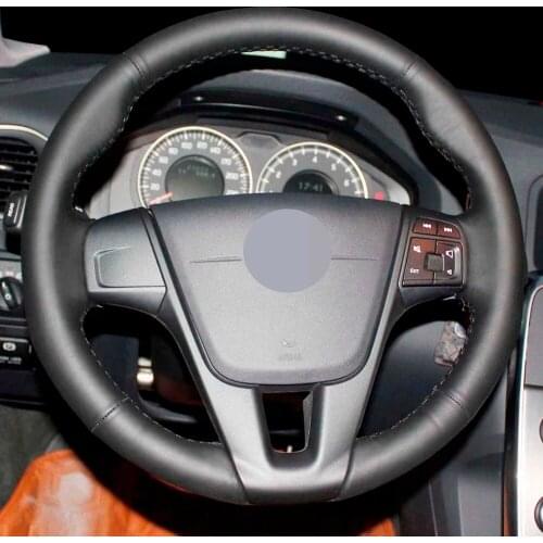 DIY Black Artificial Leather Non-Slip Wear-Rresistant Car Steering wheel Cover For VOLVO S60 2011-2014 V40 V60 XC60 2013-2017