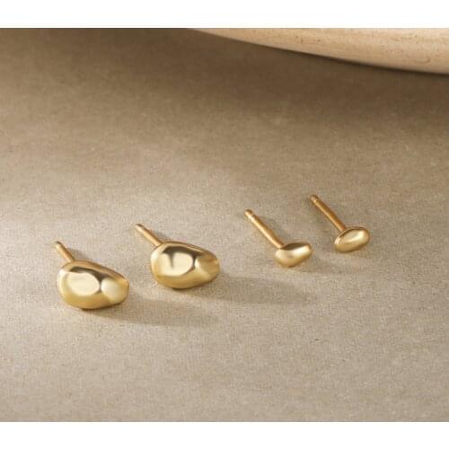Ancient 100% Authentic 925 Sterling silver White/ Gold Irregular Geometric Rock Stone Stud Earrings jEWELRY C-E480E