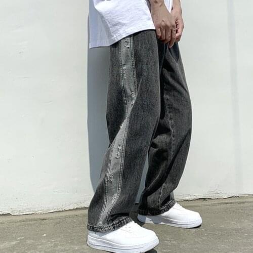 Men Jeans Wide Leg Denim Pant Loose Straight Baggy Mens Jeans Streetwear Skateboard Pants Neutral Trousers Hip Hop Casual G3