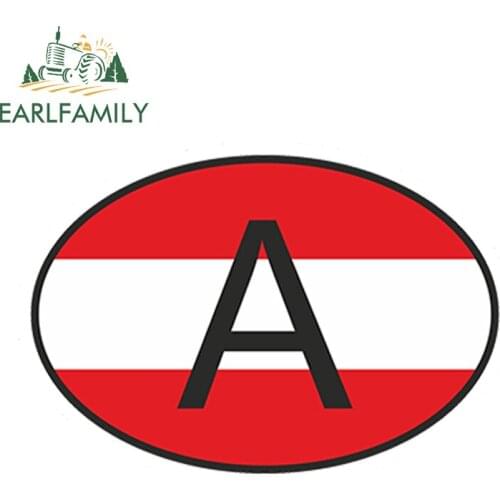 EARLFAMILY 13cm x 9.1cm Car Styling A Austria Country Code Oval With Austrian Flag Car Sticker Helmet Waterproof Car Accessories