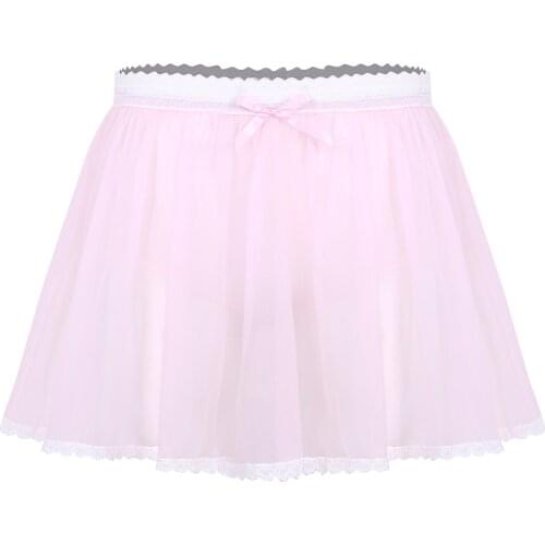 Hot Sexy Sissy Lingerie for Men Underwear Briefs Transparent Sheer Lace Porno Gay Sissy Panties Mini Skirt Ruffled Crossdressing