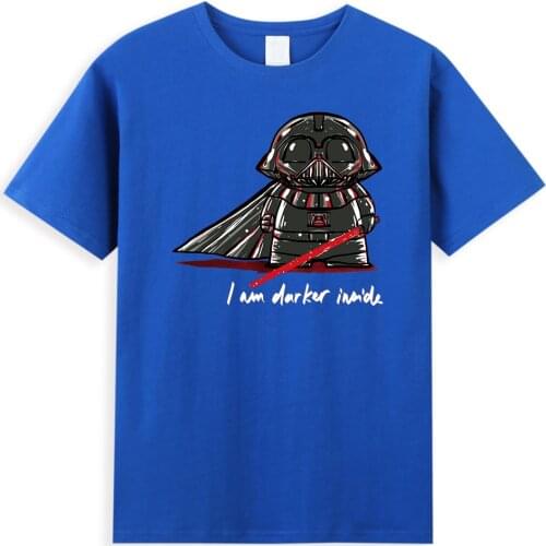 Kawaii Funny Darth Vader Graphic Men T-Shirts Disney Star Wars Printed Men T Shirts 2021 Summer Cotton Clothes Male Street Tops