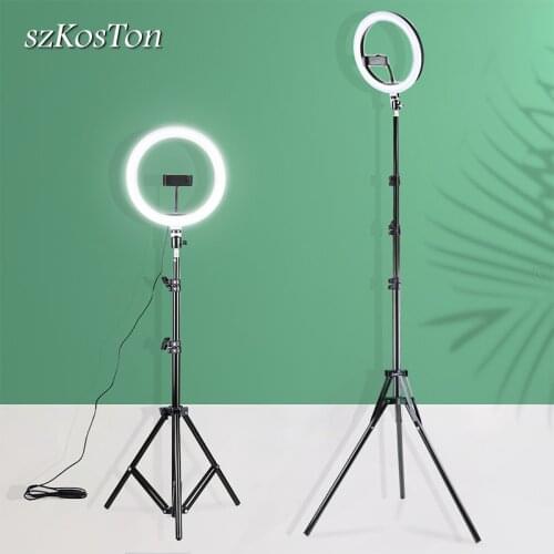 10'' Selfie LED Ring Light Photography Lighting Selfie Lamp USB Dimmable With 0.5m/1.6m/2m Tripod For Phone Youtube Video Live