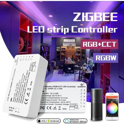 Zigbee Zll LED lights with smart home RGBWW controller DC12V-24V Zll phone control, compatible with Echo Plus Smartthings Hub