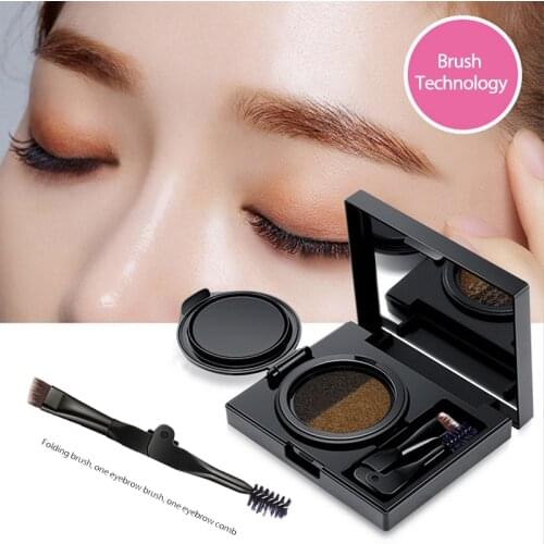 2Colors Cushion Eyebrow Cream With Two Head Brush Waterproof Long-lasting Easy Coloring Not Flying Powder Eye Brow Dyeing Makeup