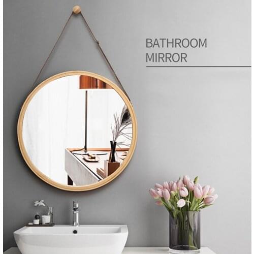 Round Hanging Makeup Mirror With Loop Modern Style Bathroom Wall Hanging Mirror Makeup Mirror For Home Salon Hotel