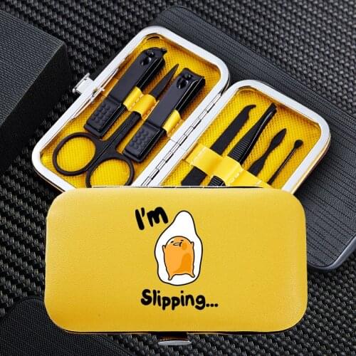 7pcs Travel Manicure Nail Clipper Sets Portable Cartoon egg Stainless Steel Trimmer Clippers Cutter Scissors Accessories Tools