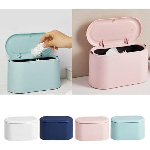 Mini Trash Box Desktop Cans Practical Waste Bins With Lid Household Office Clean Trash Desk Gift