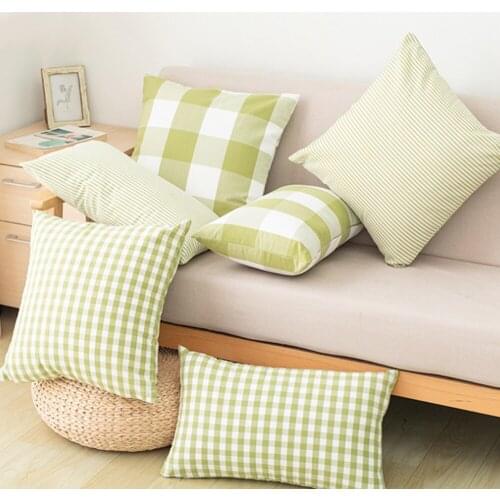 Home Living Room Bedroom Yarn-dyed Lattice Pillowcase Comfortable Sofa Pillowcase Car Waist Pillowcase Household Goods Bedding