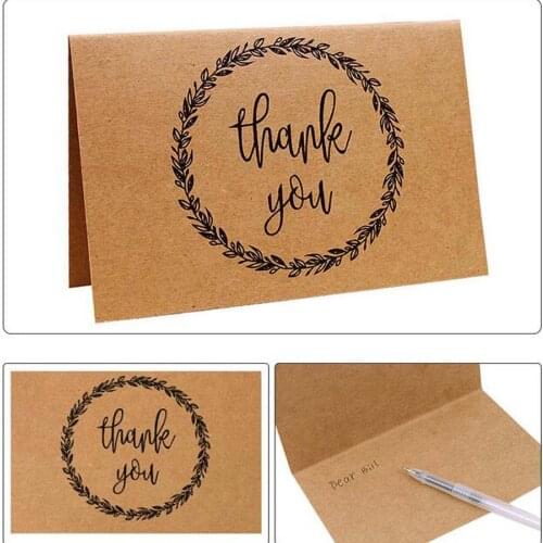 New Hot Wholesale 60Sets/Lot Kraft Paper Vintage Brown Wedding Party Thank You Kraft Cards Envelops Wedding Party Event Supplies